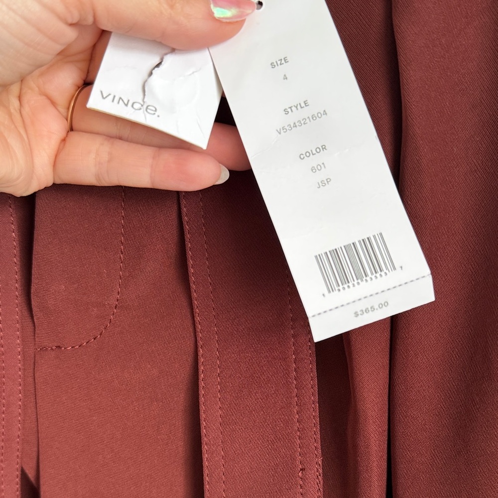 NWT Vince Vince Deep Red Trousers Sz 4 - Picture 3 of 4